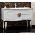 Тумба напольная с раковиной Smile Ибица 120 см, 2 ящика, белый/золото - фото 