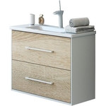 Тумба подвесная с раковиной Aqwella Miami 60 см Mai.01.06, белый/беленый дуб - фото 