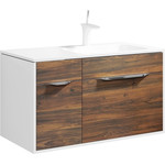Тумба подвесная с раковиной Aqwella Malaga 90 см Mal.01.09/R/CD, белый/крафт, Цвет фасада: тёмное дерево - фото 