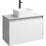 Тумба подвесная со столешницей Aqwella 5 Stars Mobi 80 см MOB0108BS/MOB0708W, бетон светлый/белый - фото 