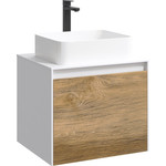 Тумба подвесная со столешницей Aqwella 5 Stars Mobi 60 см MOB0106W/MOB0706DB, белый/дуб балтийский - фото 