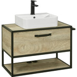 Зеркало Акватон Лофт Фабрик 80 см 1A242602LTDU0, дуб эндгрейн - фото 2