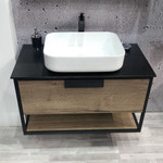 Тумба подвесная с раковиной Comforty Кёльн 75 см, дуб тёмный - фото 