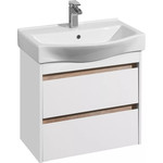 Тумба подвесная с раковиной Акватон Нортон 65 см 1A2488K0NT010, белый/дуб эндгрейн - фото 