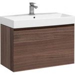 Тумба подвесная с раковиной Aquanet Нью-Йорк 85 см 203947, орех - фото 