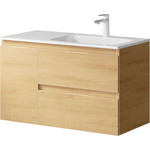 Тумба подвесная с раковиной Aqwella Accent 90 см ACC0109RDZ, дуб золотой, Цвет фасада: светлое дерево - фото 