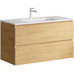 Тумба подвесная с раковиной Aqwella Accent 100 см ACC0110DZ, дуб золотой, Цвет фасада: светлое дерево - фото 