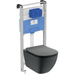 Инсталляция с подвесным унитазом Ideal Standard Prosys Tesi T3868V3, Цвет производителя: чёрный матовый - фото 
