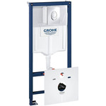 Инсталляция для подвесного унитаза с прокладкой Grohe Rapid SL 38750001 с овальной кнопкой смыва, хром - фото 