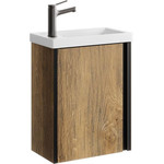 Тумба подвесная с раковиной Aqwella Urban 45 см URB0145DB, дуб балтийский, Цвет фасада: тёмное дерево - фото 