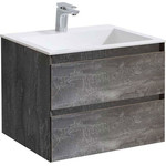 Тумба подвесная с раковиной Vincea Luka 60 см VMC-2L600GS (раковина белая VCB-13600W), серый камень - фото 