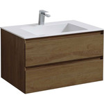 Тумба подвесная с раковиной Vincea Luka 80 см VMC-2L800TO (раковина белая VCB-13800W), дуб табак - фото 