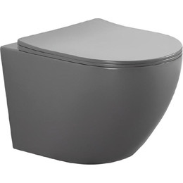 Унитаз подвесной безободковый Aquatek Европа AQ1901-MG с тонкой крышкой микролифт, серый матовый, Цвет производителя: серый - фото 