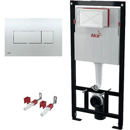 Инсталляция для подвесного унитаза Alcaplast AM101/1120-3:1 RU M371-0001 (кнопка смыва хром) - фото 