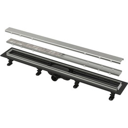 Трап Alcadrain 65 см APZ20-650, нержавеющая сталь/чёрный матовый (под плитку) - фото 