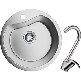 Кухонная мойка + смеситель Omoikiri 4993007 + UMI-BN 4994239, нержавеющая сталь - фото 