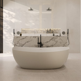 Ванна каменная Abber Stein 163x85 см AS9615-1.6, белый матовый, Размер - мм: 1650х850 - фото 