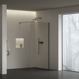 Душевая перегородка Ravak Walk-In Air 120 см GW9WG0300Z1C с кронштейном в комплекте, чёрный/прозрачное - фото 