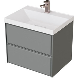 Тумба подвесная с раковиной Mirsant Dante 60 см (раковина Style 60) серый матовый - фото 