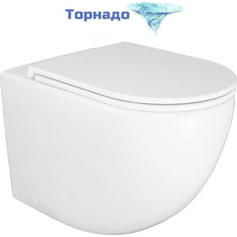 Унитаз приставной безободковый Azario Grado AZ-2141D-UQ1 с тонкой крышкой микролифт (система смыва Торнадо) - фото 