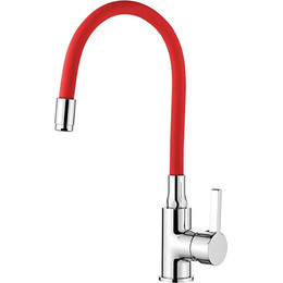 Смеситель для кухни Ledeme L4898-1, хром/красный - фото 