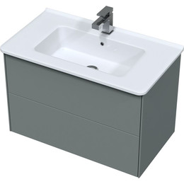 Тумба подвесная с раковиной Mirsant Ultra 80 см (раковина Premier 80), серый матовый - фото 