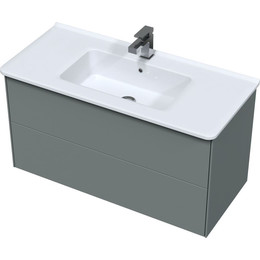 Тумба подвесная с раковиной Mirsant Ultra 100 см (раковина Next 100), серый матовый - фото 