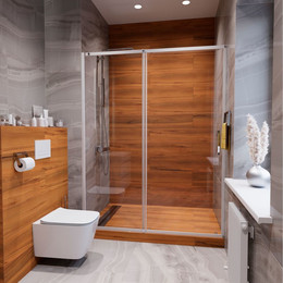 Душевая дверь Mirsant Neo 131-140 см, хром/прозрачное - фото 