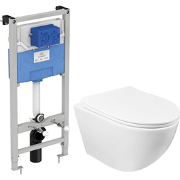 Инсталляция с подвесным унитазом комплект: Ideal Standard Prosys Frame 120 M R020467 с подвесным безободковым унитазом Azario Gloria AZ-2003 сиденье микролифт, крепление - фото 