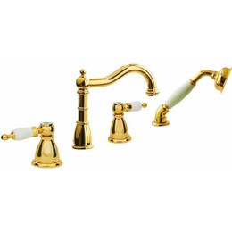 Смеситель для ванны Boheme Tradizionale Oro 395-BSW, белый/золото - фото 
