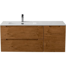 Тумба подвесная с раковиной BelBagno ETNA-1200-2C-1A-SO-RN-L 120 см (раковина BB1200ETL-L) Rovere Nature, Цвет фасада: Rovere Nature - фото 