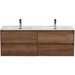 Тумба подвесная с раковиной BelBagno KRAFT-1400-4C-SO-2-RT 140 см, Rovere Tabacco - фото 