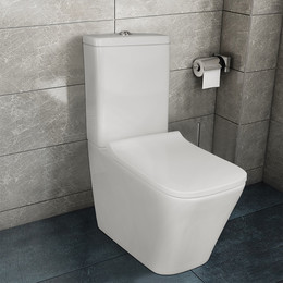 Унитаз-компакт безободковый Azario Quadro AZ-2175 UQ1 с крышкой микролифт, белый (Система смыва торнадо) - фото 