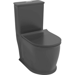 Унитаз-моноблок безободковый Grossman Retro GR-4492BMS с крышкой микролифт, черный матовый, Цвет производителя: чёрный - фото 