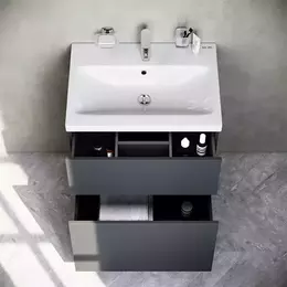 Тумба с раковиной AM.PM Gem 60 см M90FSX06022GM32, графит матовый, Цвет фасада: графит матовый - фото 