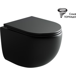 Унитаз подвесной безободковый Ceramicanova Up CN4007MB с тонкой крышкой микролифт, чёрный матовый, Цвет производителя: чёрный матовый - фото 
