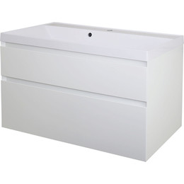 Тумба подвесная с раковиной Azario Velluto 100 см CS00088604, белый матотвый - фото 