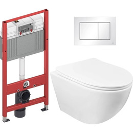 Инсталляция с подвесным унитазом комплект: TECEbase 2.0 9400413 с подвесным безободковым унитазом Azario Gloria AZ-2003 сиденье микролифт, крепление, кнопка смыва белая - фото 