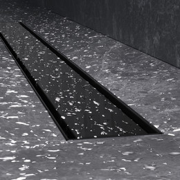 Душевой трап (лоток) 90 AM.PM MasterFlow W01SC-U11-090-04BM комбинированный затвор с черной матовой решеткой под плитку, Цвет производителя: чёрный, Размер трапа: 900 - фото 