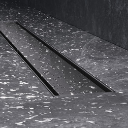 Душевой трап (лоток) 70 AM.PM MasterFlow W01SC-U11-070-04BM комбинированный затвор с черной матовой решеткой под плитку, Цвет производителя: чёрный, Размер трапа: 700 - фото 