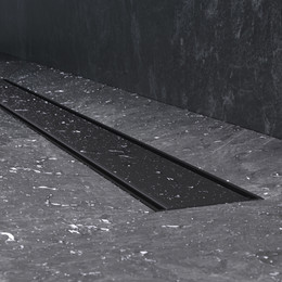 Душевой трап (лоток) 80 AM.PM PrimeFlow W02SC-U11-080-04BM комбинированный затвор с черной матовой решеткой под плитку, Цвет производителя: чёрный, Размер трапа: 800 - фото 