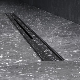 Душевой трап (лоток) 80 AM.PM MasterFlow Slim W01SC-S11-080-05BM комбинированный затвор с черной матовой решеткой - фото 