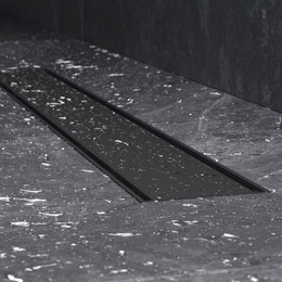 Душевой трап (лоток) 60 AM.PM PrimeFlow W02SC-U11-060-04BM комбинированный затвор с черной матовой решеткой под плитку, Цвет производителя: чёрный, Размер трапа: 600 - фото 