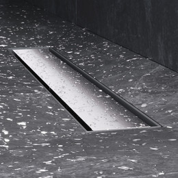 Душевой трап (лоток) 50 AM.PM MasterFlow W01SC-U11-050-04SB комбинированный затвор со стальной матовой решеткой под плитку, Цвет производителя: хром, Размер трапа: 500 - фото 