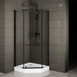 Душевое ограждение Mirsant Arena Pentagon 90x90 см, (стекло 8 мм), чёрный/прозрачное - фото 