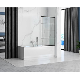 Шторка для ванны CeruttiSpa 80 см MUZA F80, чёрный/прозрачное - фото 