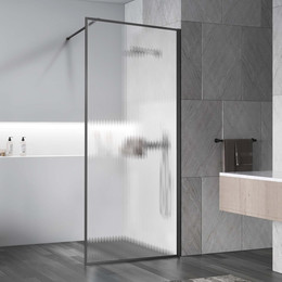 Душевая перегородка Vincea Walk in HP Art 100 см VSW-1HP100FLGM (стекло 8 мм) с кронштейном в комплекте, вороненая сталь/матовое - фото 
