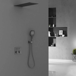 Душевая система для душа с термостатом Vincea VSFW-401TGM, вороненая сталь - фото 