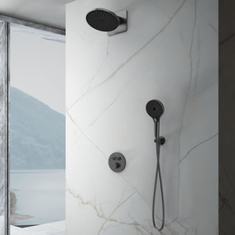 Душевая система для душа с термостатом Vincea Inspire VSFW-3I22MT5GM, вороненая сталь - фото 