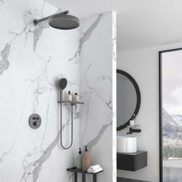 Душевая система для душа с термостатом Vincea Inspire VSFW-3I22MT2RGM, вороненая сталь - фото 